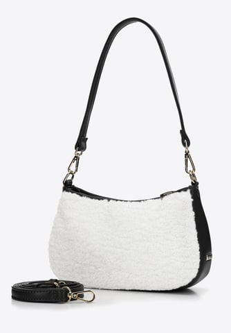 Wittchen Women's Baguette Handbag with Faux Fur Small Cream and Black Cream and