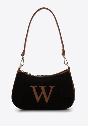 Wittchen Women's Baguette Handbag with Faux Fur Small Black and Brown Leatherett