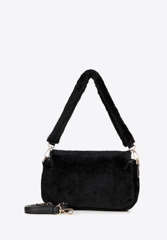 Wittchen Women's Messenger Bag with Fur Trim Black Polyester