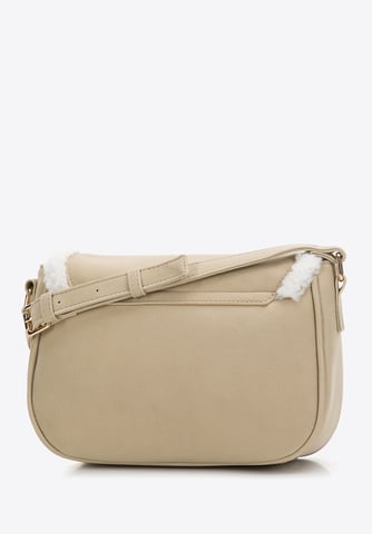 Wittchen Dames Messenger Bag met Imitatiebont, Grijs-Beige, Eco-Leer