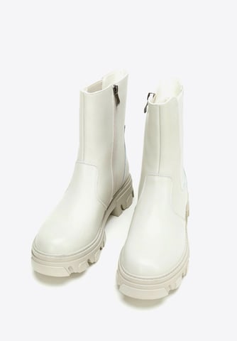 Wittchen Women's Leather Chelsea Boots on a Gray Beige Platform Gray Beige