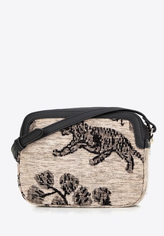 Wittchen Women's crossbody bag made of jacquard and eco-leather cream and black
