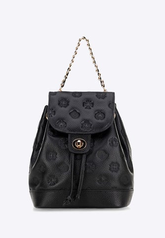 Wittchen Women's Leather Backpack with Chain Black Natural Leather