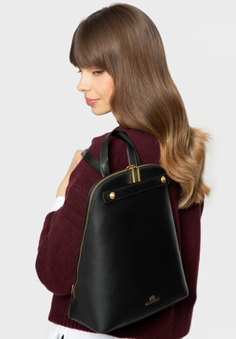 Wittchen Women's Leather Backpack Trapezoidal Black Black Natural Leather
