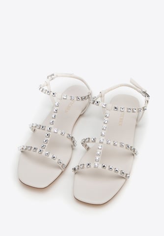 Wittchen Dames Leren Sandalen met Kristallen, Crème, Natuurlijk Leer