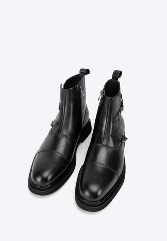 Wittchen Men's Leather Chelsea Boots with Croco Inserts Black Natural Leather