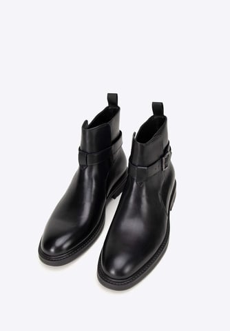 Wittchen Men's Leather Chelsea Boots with Buckle Black Natural Leather