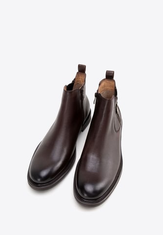 Wittchen Men's Leather Chelsea Boots with a Slide-On Insert Dark Brown