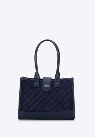 Wittchen Women's Classic Shoulder Bag with Fabric Insert Navy Blue Eco-leather
