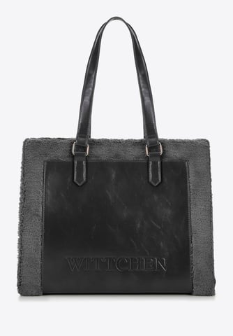 Wittchen Women's eco-leather shopper bag trimmed with fur gray