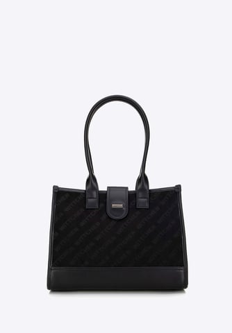 Wittchen Women's Classic Shoulder Bag with Fabric Insert Black Eco-leather