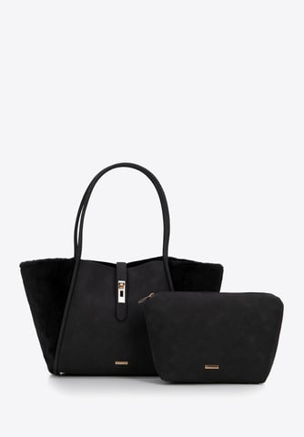 Wittchen Women's shopper bag made of eco-leather and faux fur black