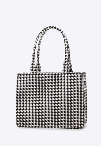 Wittchen Women's Jacquard Tassel Shopper Bag Black and White Cotton