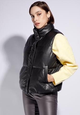 Wittchen Women's quilted vest made of eco-leather black eco-leather