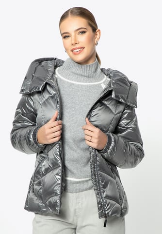 Wittchen Women's Silver Nylon Quilted Jacket with Zigzag Patterns