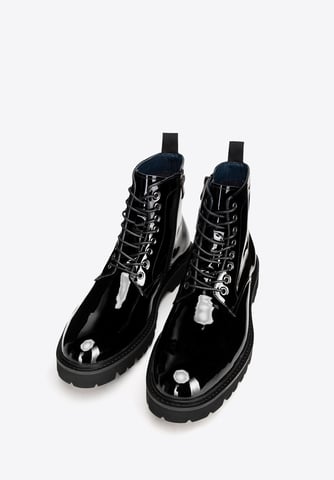 Wittchen Men's patent leather combat boots black black patent leather