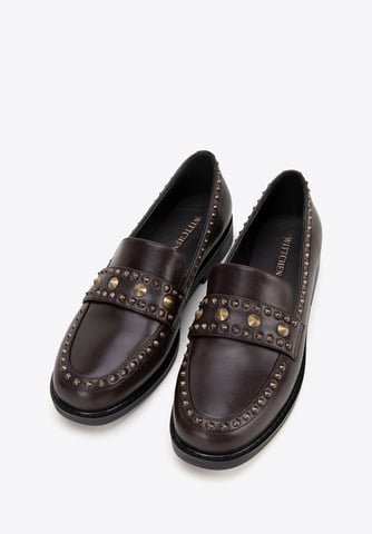 Wittchen Women's Leather Loafers with Decorative Rivets Brown Natural Leather