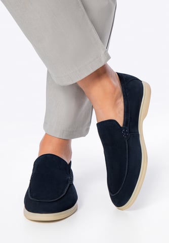 Wittchen Men's moccasins made of natural suede leather pink navy blue