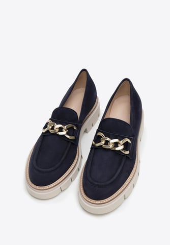 Wittchen Women's Suede Loafers with Chain on Platform Navy Blue Suede Leather