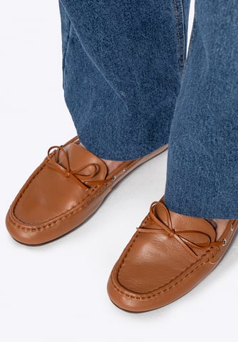 Wittchen Women's Leather Moccasins with Strap Brown Natural Leather