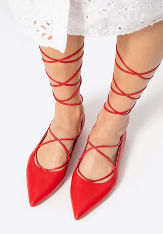 Wittchen Women's Ballerina Shoes in Genuine Leather with a Pointed Toe Red