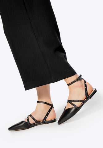 Wittchen Women's Leather Ballet Flats with Metallic Accents Black Black Natural