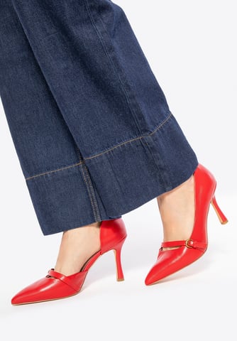 Wittchen Women's red leather pumps with strap