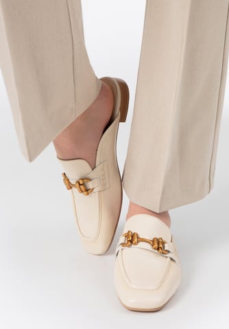 Wittchen Women's Leather Loafers with Open Heel Beige Natural Leather