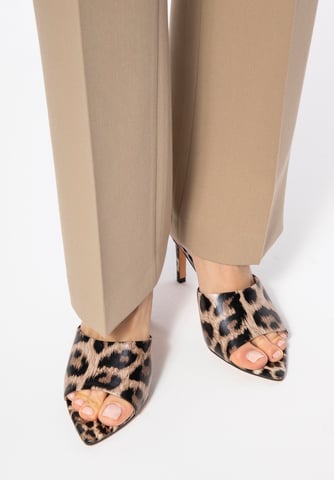Wittchen Women's Leather Heeled Mules Brown and Black Brown and Black Natural Le