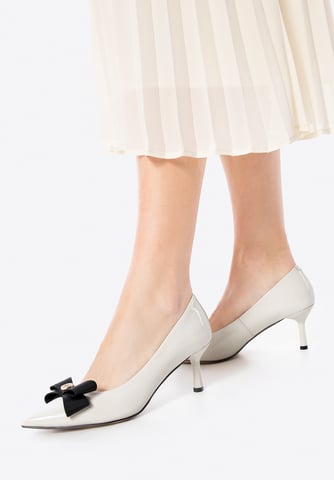 Wittchen Women's Leather Pumps with Bow Cream and Black Natural Leather