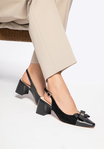Wittchen Dames leren pumps met blokhak zwart natuurlijk leer