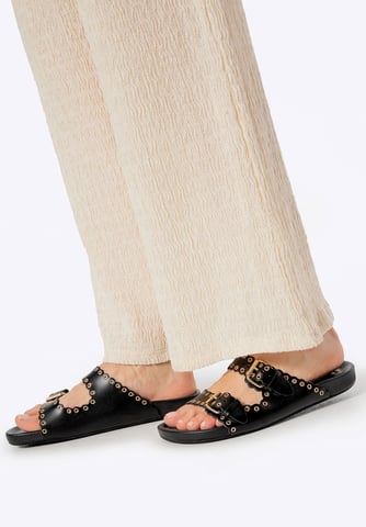 Wittchen Women's Leather Flip-Flops with Decorative Straps Black Natural Leather