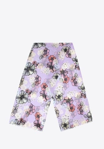Wittchen Woman Women's delicate scarf with a floral pattern cream and purple
