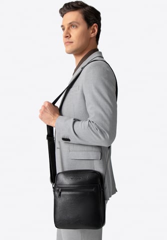 Wittchen Heren Imitatieleren Messenger Bag met Verstelbare Riem, Zwart, Eco-leer