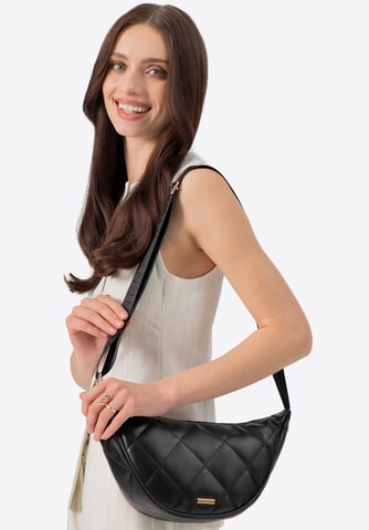 Wittchen Women's crossbody bag with geometric stitching black and gold