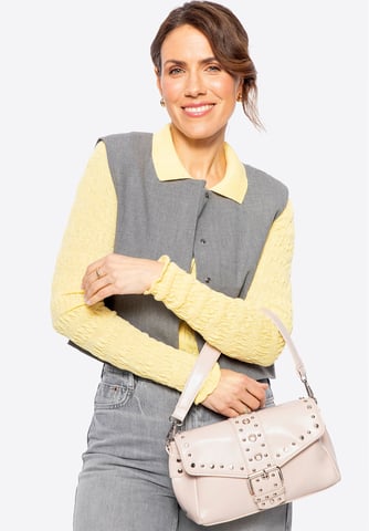 Wittchen Women's crossbody bag made of eco-leather with decorative rivets cream