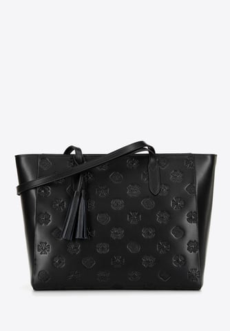 Wittchen Women's leather shopper bag with signature black and silver black and s
