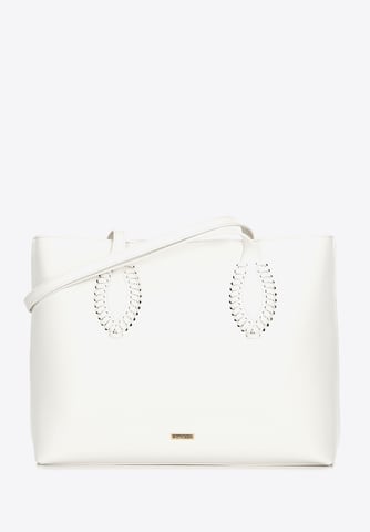 Wittchen Women's eco-leather shopper bag with woven accents cream eco-leather