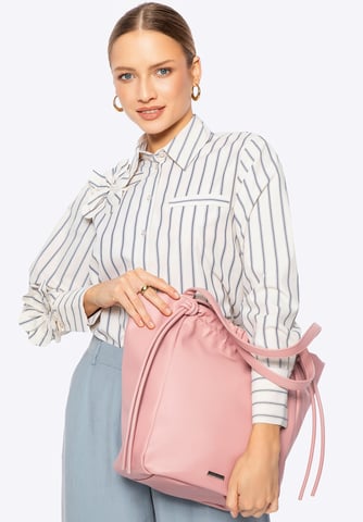 Wittchen Women's eco-leather shopper bag with decorative straps pink