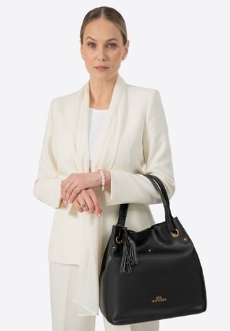 Wittchen Women's large leather bucket bag black and gold natural leather