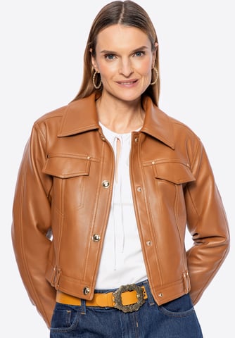 Wittchen Women's Brown Leather Jacket with Flaps
