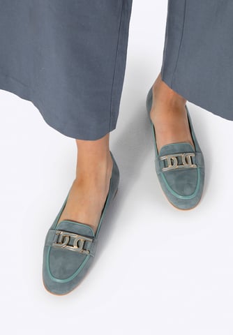 Wittchen Women's Leather Flat Moccasins Blue Natural Leather