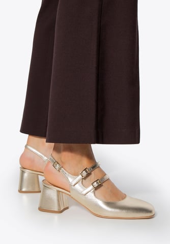 Wittchen Women's Leather Pumps with Straps Gold Genuine Leather