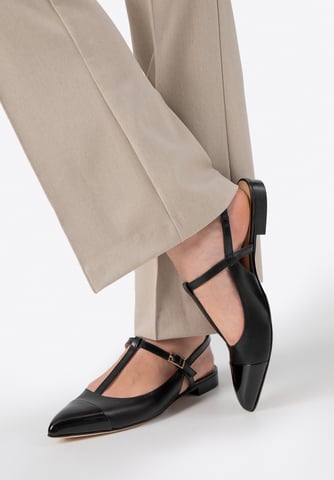 Wittchen Women's ballet flats made of genuine leather with a pointed toe black