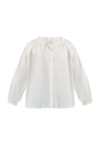 IZIA Blouse Meisje Gebroken wit met zilveren strepen en stippen