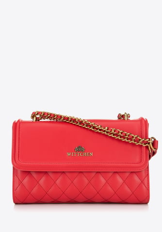 Wittchen Women's Messenger Bag made of genuine leather with quilting in red