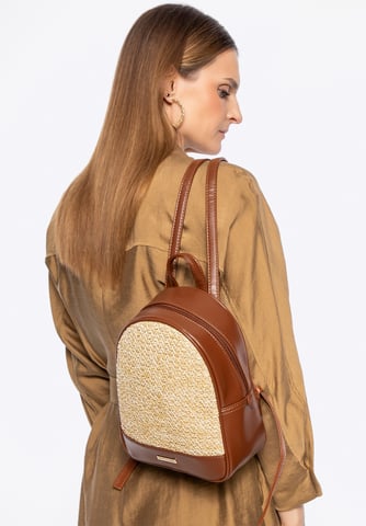 Wittchen Women's backpack with weave brown and beige eco-leather