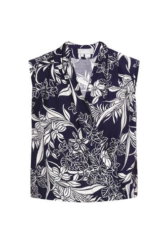 usha Blouse vrouwen marine gebroken wit