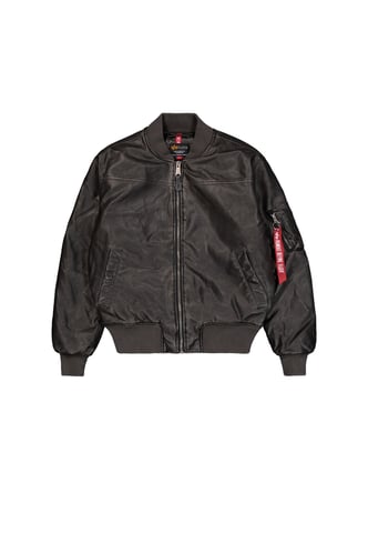 MA-1 Faux Leather Vintage Bomber Jacket