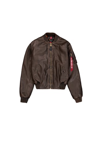 MA-1 Faux Leather Vintage Bomber Jacket Women